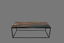 Load image into Gallery viewer, Black Epoxy Resin Walnut Coffee Table Custom Contemporary Coffee Table