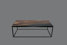Load image into Gallery viewer, Black Epoxy Resin Walnut Coffee Table Custom Contemporary Coffee Table
