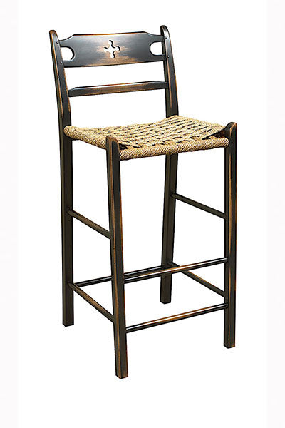 Cloverleaf Bar With A Woven Sea Grass Seat | Wood Ladderback Bar Chair