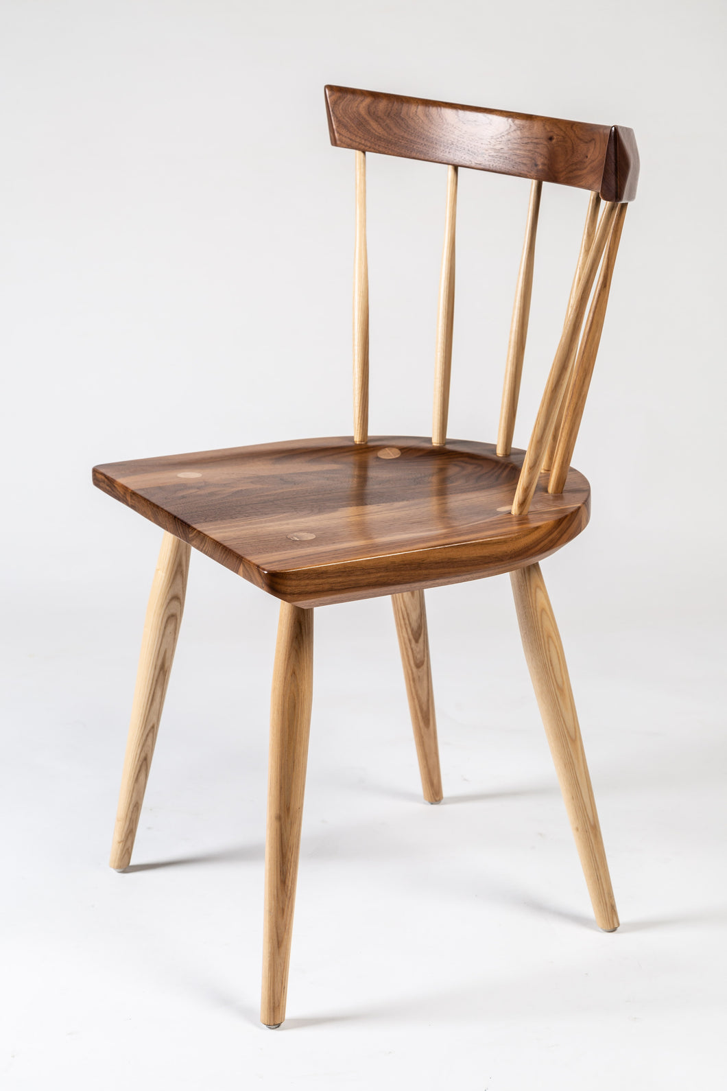 Modern Low Back Walnut Windsor Chair