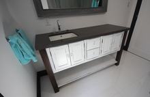 Load image into Gallery viewer, Kahshe Lake Vanity | White + Grey Solid Wood Rustic Cottage Vanity
