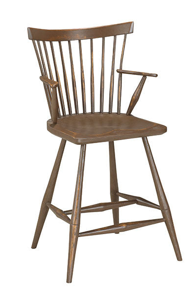 Low Fan Back Bar Chair With Arms | Contemporary Wood Windsor Bar Chair