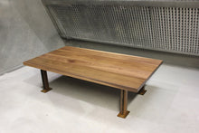 Load image into Gallery viewer, Gianni Rectangular Coffee Table | Rustic Metal + Walnut Large Table
