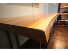 Load image into Gallery viewer, Walnut Live Edge Side Table | Rustic Live Edge + Metal Base Sideboard