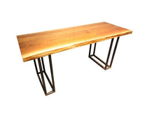 Load image into Gallery viewer, Walnut Live Edge Side Table | Rustic Live Edge + Metal Base Sideboard