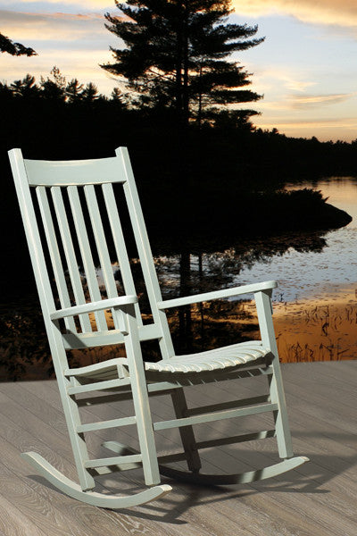 Porch Rocker | White Slat Wood Indoor/Outdoor Country Rocking Chair