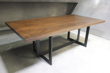Load image into Gallery viewer, Contemporary Metal and Walnut Rectangular Dining Table