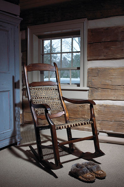 Snowshoe Rocker | Modern Country Rawhide + Wood French Rocking Chair