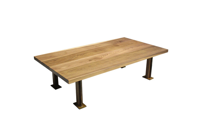 Gianni Rectangular Coffee Table | Rustic Metal + Walnut Large Table