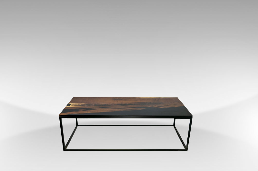 Black Epoxy Resin Walnut Coffee Table Custom Contemporary Coffee Table