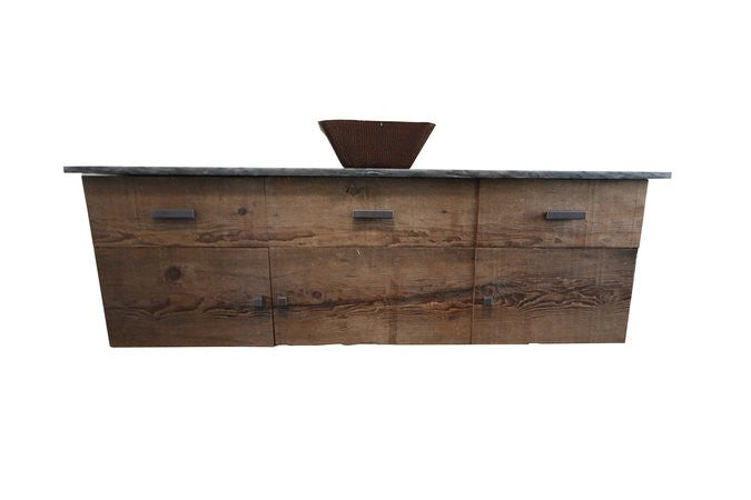 Reclaimed Pine Vanity | Rustic Floating Reclaimed Pine Bathroom Vanity