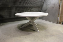 Load image into Gallery viewer, Trifecta Table | Circular Contemporary Tripod Solid Wood Dining Table
