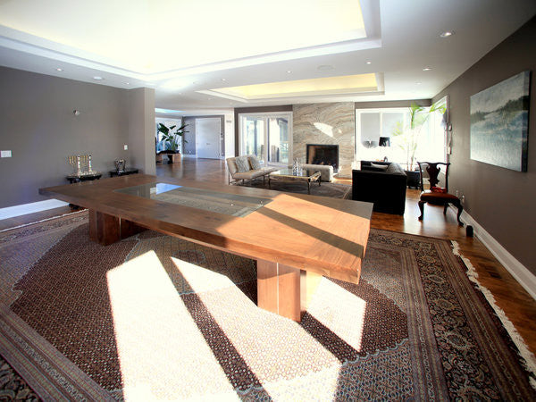 The Wood, Metal + Glass Table | Contemporary Over sized Dining Table