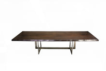 Load image into Gallery viewer, Linear Live Edge Rectangular Table | Linear Metal Base Live Edge Maple
