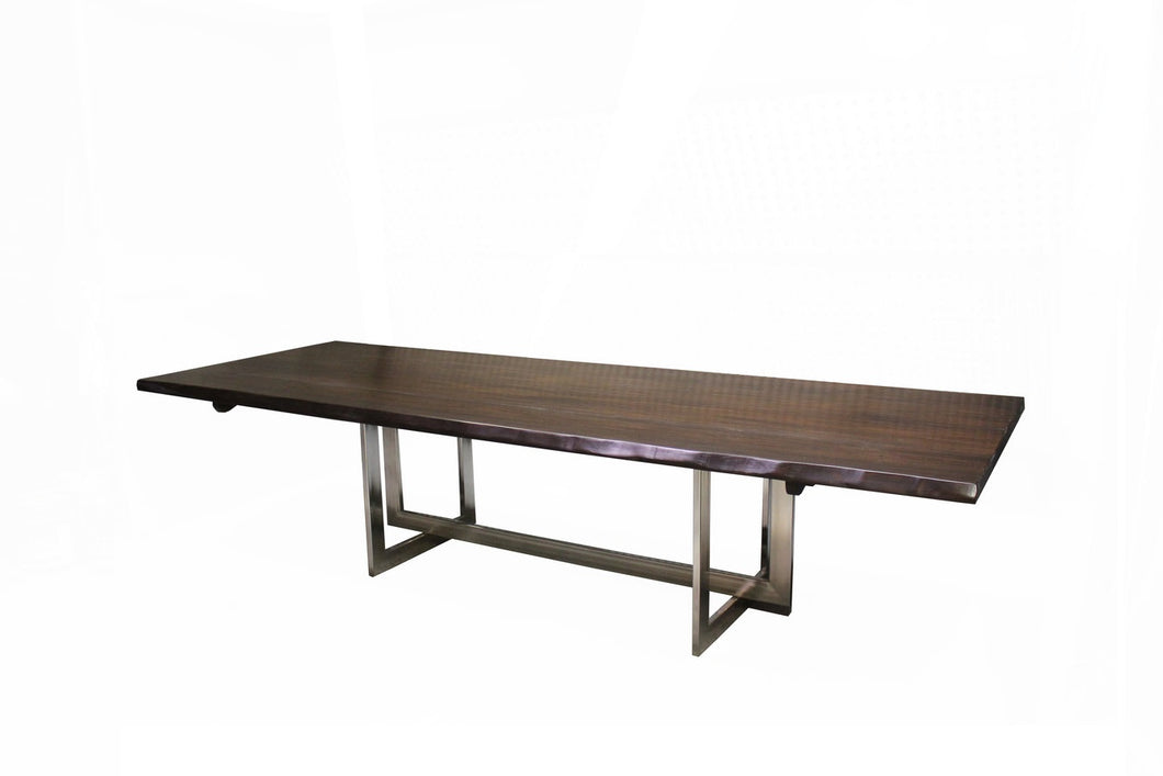 Linear Live Edge Rectangular Table | Linear Metal Base Live Edge Maple