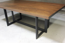 Load image into Gallery viewer, Contemporary Metal and Walnut Rectangular Dining Table
