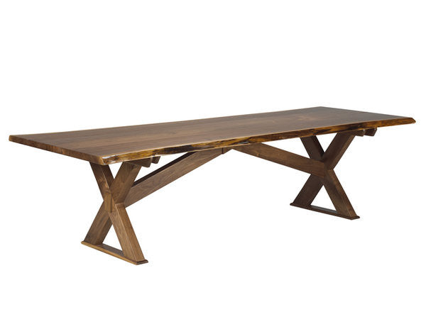 Solid Walnut Live Edge Sawbuck Table | Live Edge Rustic X- Base Table