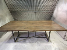 Load image into Gallery viewer, Woburn Table | Contemporary Live Edge Slab + Metal Base Dining Table
