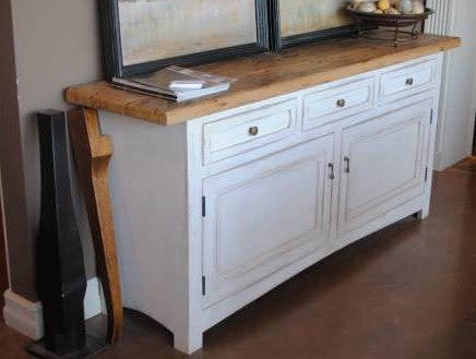 Reclaimed Pine Buffet | White Rustic Solid Wood Kitchen Sideboard