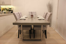 Load image into Gallery viewer, The Krupnik Table | Contemporary Metal Trestle + Wood Dining Table
