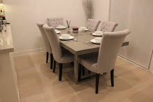 Load image into Gallery viewer, The Krupnik Table | Contemporary Metal Trestle + Wood Dining Table
