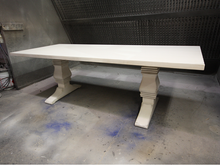 Load image into Gallery viewer, White Trestle Table | Contemporary Rectangular Solid Wood Dining Table
