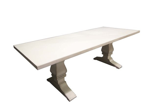 White Trestle Table | Contemporary Rectangular Solid Wood Dining Table