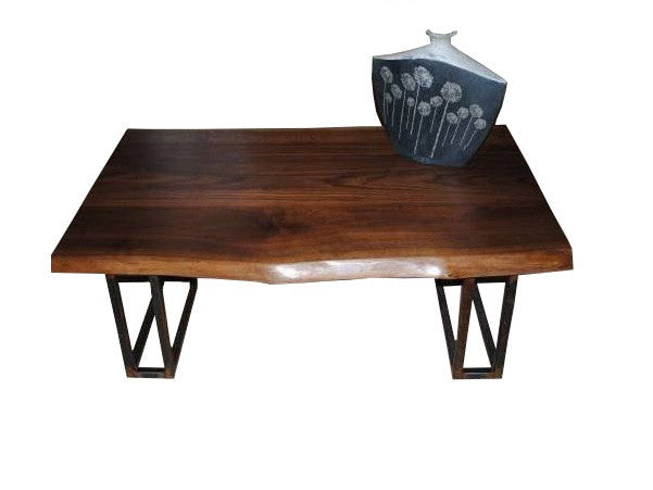 Live Edge Coffee Table | Live Edge + Metal Contemporary Coffee Table