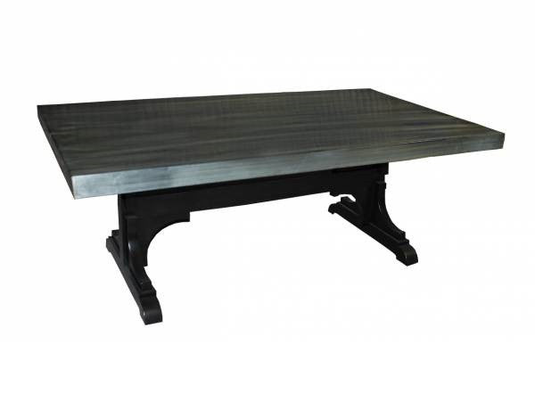 Zinc Table | Metal Top And Wood Base Contemporary Modern Dining Table